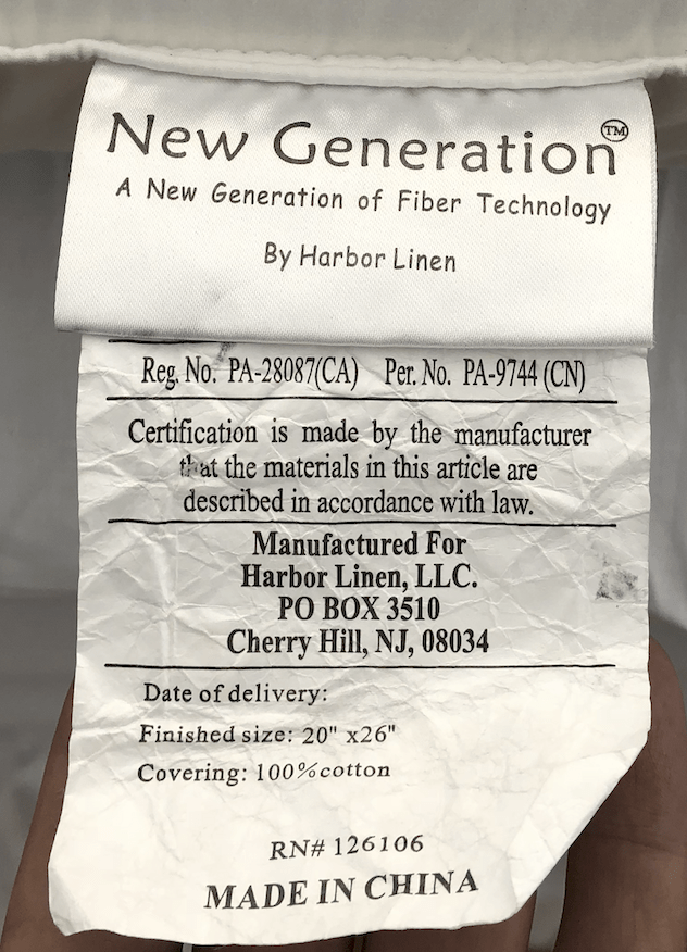 Authenticity New Generation Pillows Tag History Hotel Supplies Group LLC